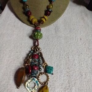 Colorful runway statement necklace